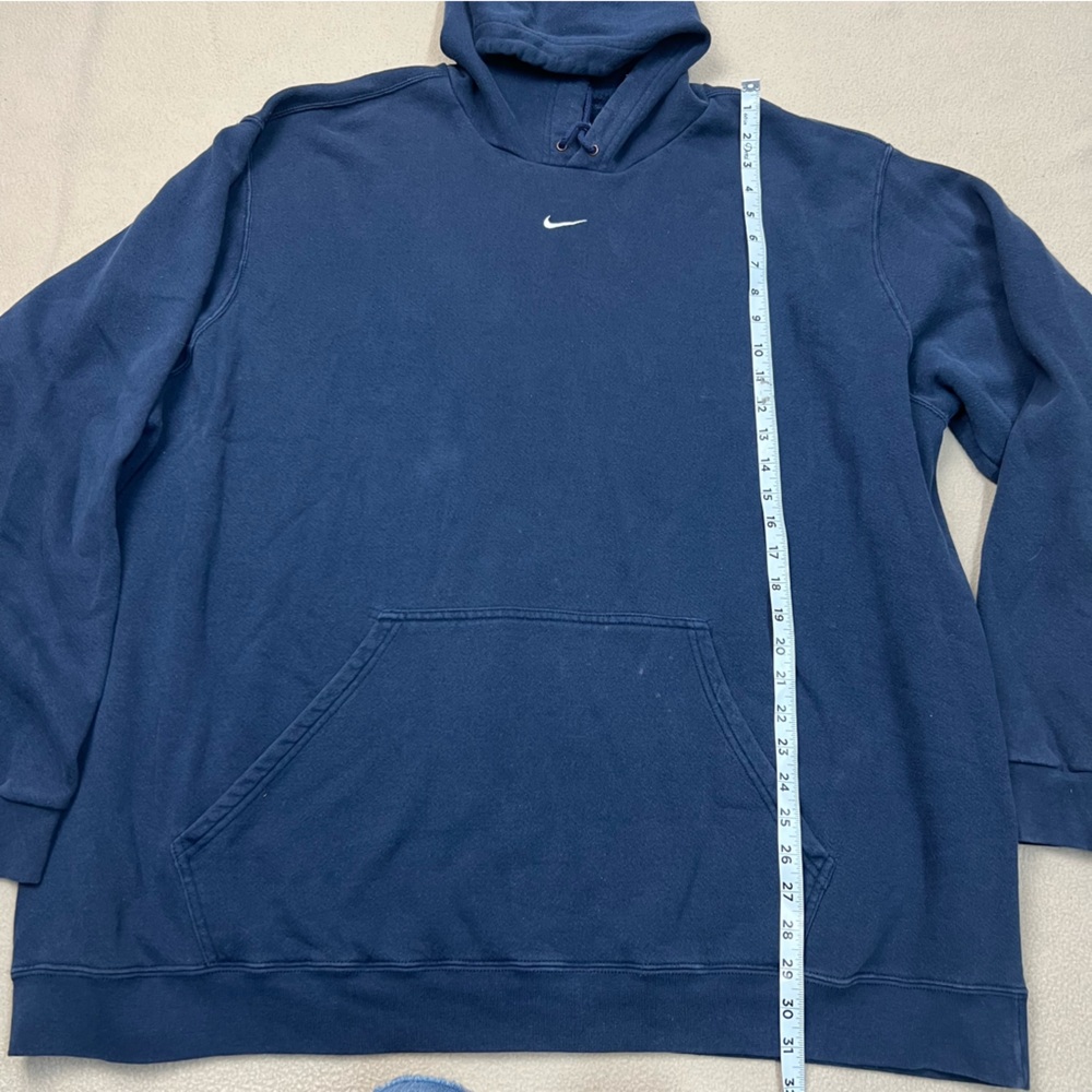 Vintage Nike Hoodie Mens 3XL Blue Mini Center Swoosh Sweatshirt 90s Travis Scott - Picture 2 of 10